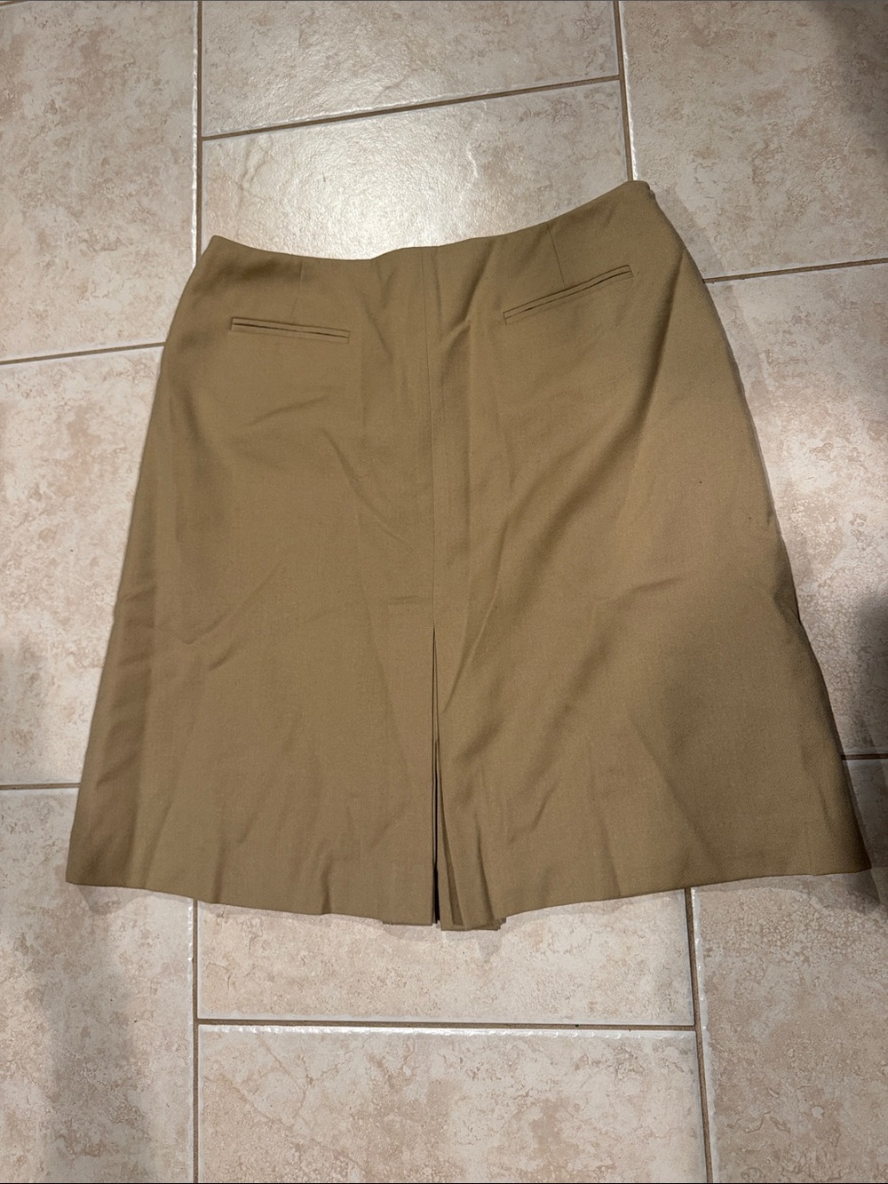 Talbots | Khaki A-Line Skirt with Front Vent | Wool | lined | size 12